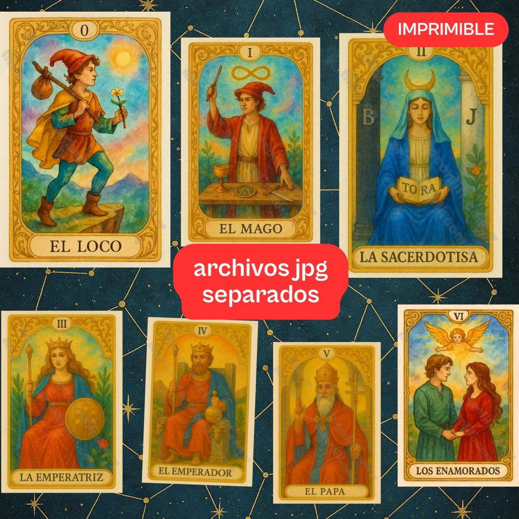 Cartas del Tarot para Imprimir PDF – 22 Arcanos Mayores A4