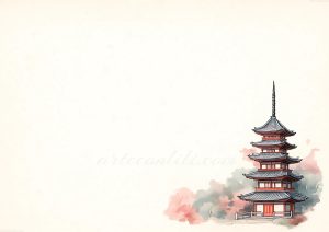 coleccion japon 04 a watercolor painting of a pagoda tower