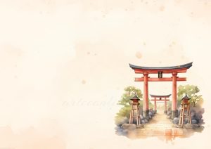 coleccion japon 24 a watercolor painting of a tori