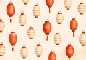 coleccion japon 30 a pattern of red lanterns on a white background