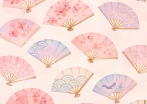coleccion japon 36 a pink and blue watercolor fan pattern