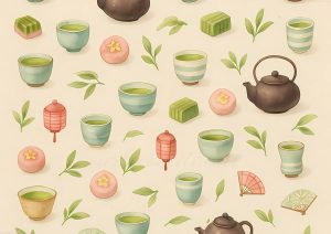coleccion japon 39 a tea set with tea cups and tea leaves