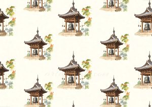 coleccion japon 42 a pattern of pagodas and trees