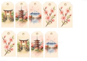coleccion japon 56 japanese cherry gift tags