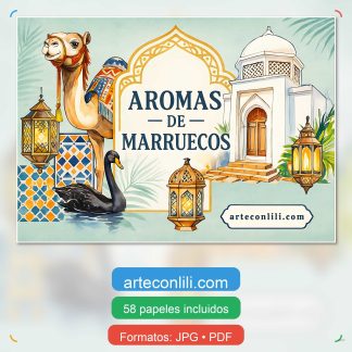 Papeles digitales de scrapbooking con patrones marroquíes A3 A4 portada