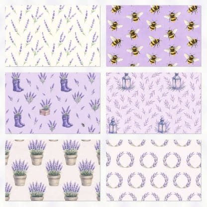 Papeles digitales vintage lavanda, scrapbooking romántico, mariposas, mujer vintage, imprimibles PDF y JPG patrones fondos blancos y violetas