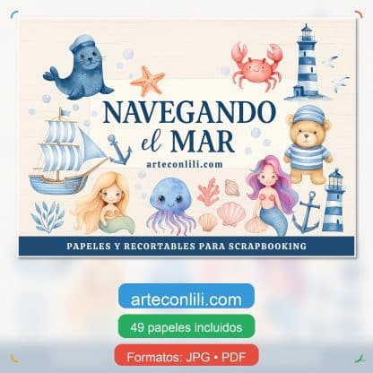 Colección de papeles digitales marinos para scrapbooking