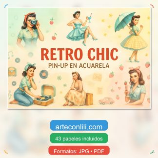 retro chic pin up acuarela etsy cover
