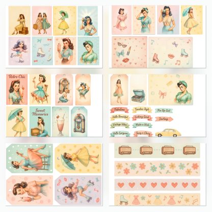 retro chic pin up acuarela set2 page01