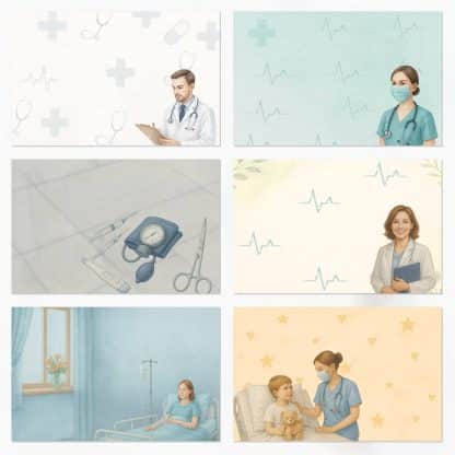 Papeles digitales scrap medicina, médicos y enfermeras en acuarela, fondos sanitarios PDF/JPG A4