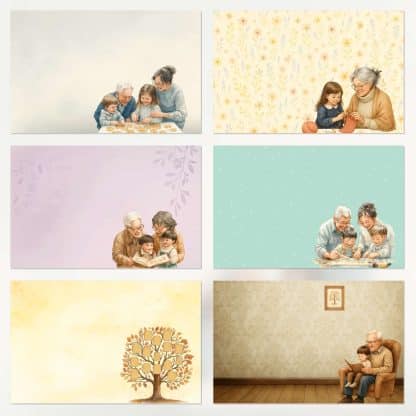 Papeles digitales Abrazos de Abuelos, escenas de abuelos y nietos, scrapbooking familiar, imprimibles A4 en PDF y JPG