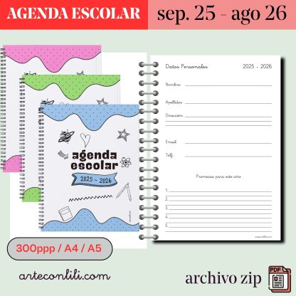 agenda estudiantes descarga instantánea agenda 2025 2026 2
