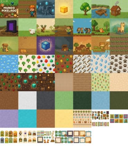 Digital scrapbook kit with pixel block world designs in 12x12 inches maincraft inspiration