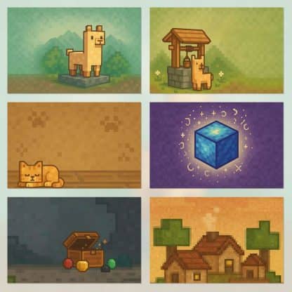 Patrones de bloques pixelados, papeles digitales para scrapbooking, álbumes y decoración infantil inspirado en minecraft