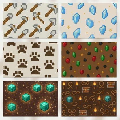 Fondos pixelados estilo mundo de bloques, papelería creativa y manualidadesinspirado en minecraft