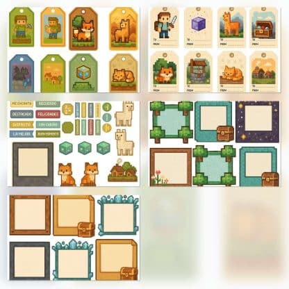 Fondos creativos pixelados con patrones de bloques, papeles digitales para manualidades inspirado en minecraft