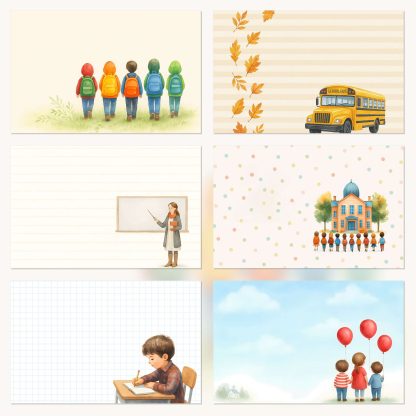 Papeles digitales escolares vuelta al cole, scrapbooking infantil, kit imprimible A3 A4 regreso al colegio