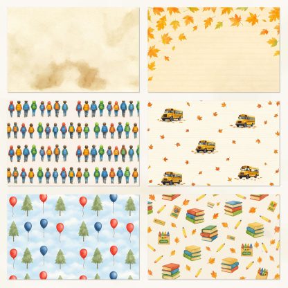 Papeles digitales escolares vuelta al cole, scrapbooking infantil, kit imprimible A3 A4 regreso al colegio patrones
